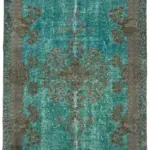 Oyma Turkuaz Pamuk Üzerine Yün El Dokuma Kilim-196x330
