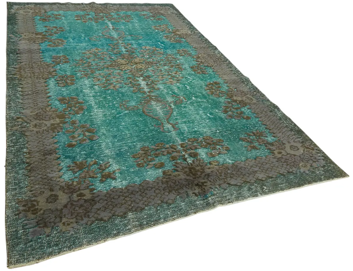 Oyma Turkuaz Pamuk Üzerine Yün El Dokuma Kilim-196x330 - Görsel 2