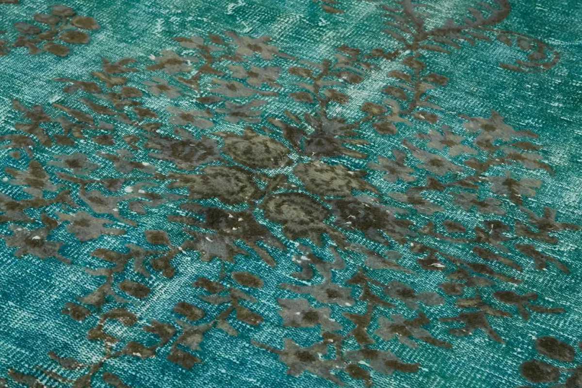 Oyma Turkuaz Pamuk Üzerine Yün El Dokuma Kilim-196x330 - Görsel 5