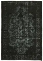 Oyma Siyah Pamuk Üzerine Yün El Dokuma Kilim-170x254