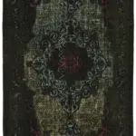 Oyma Siyah Pamuk Üzerine Yün El Dokuma Kilim-164x268
