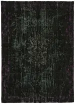 Oyma Siyah Pamuk Üzerine Yün El Dokuma Kilim-193x270