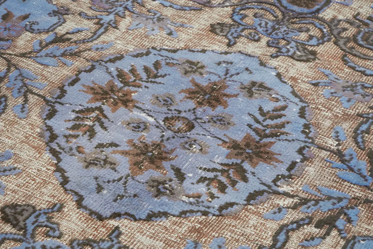 Oyma Mavi Pamuk Üzerine Yün El Dokuma Kilim-202x340 - Görsel 5