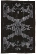 Oyma Siyah Pamuk Üzerine Yün El Dokuma Kilim-210x326