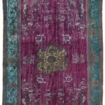 Oyma Turkuaz Pamuk Üzerine Yün El Dokuma Kilim-210x271