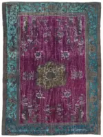 Oyma Turkuaz Pamuk Üzerine Yün El Dokuma Kilim-210x271