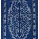 Oyma Mavi Pamuk Üzerine Yün El Dokuma Kilim-180x309