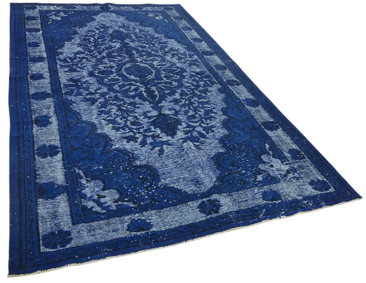 Oyma Mavi Pamuk Üzerine Yün El Dokuma Kilim-180x309 - Görsel 2