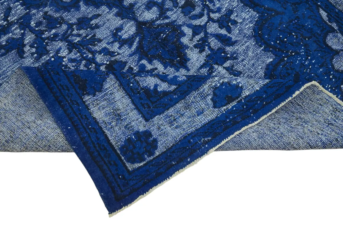 Oyma Mavi Pamuk Üzerine Yün El Dokuma Kilim-180x309 - Görsel 6