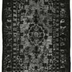 Oyma Siyah Pamuk Üzerine Yün El Dokuma Kilim-182x289