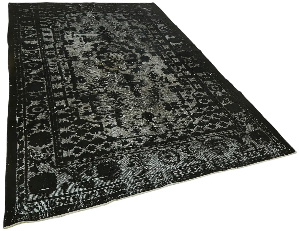 Oyma Siyah Pamuk Üzerine Yün El Dokuma Kilim-182x289 - Görsel 2