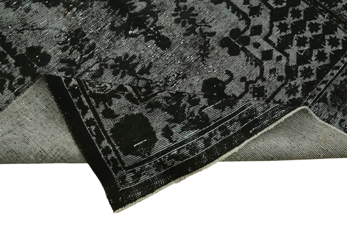 Oyma Siyah Pamuk Üzerine Yün El Dokuma Kilim-182x289 - Görsel 6