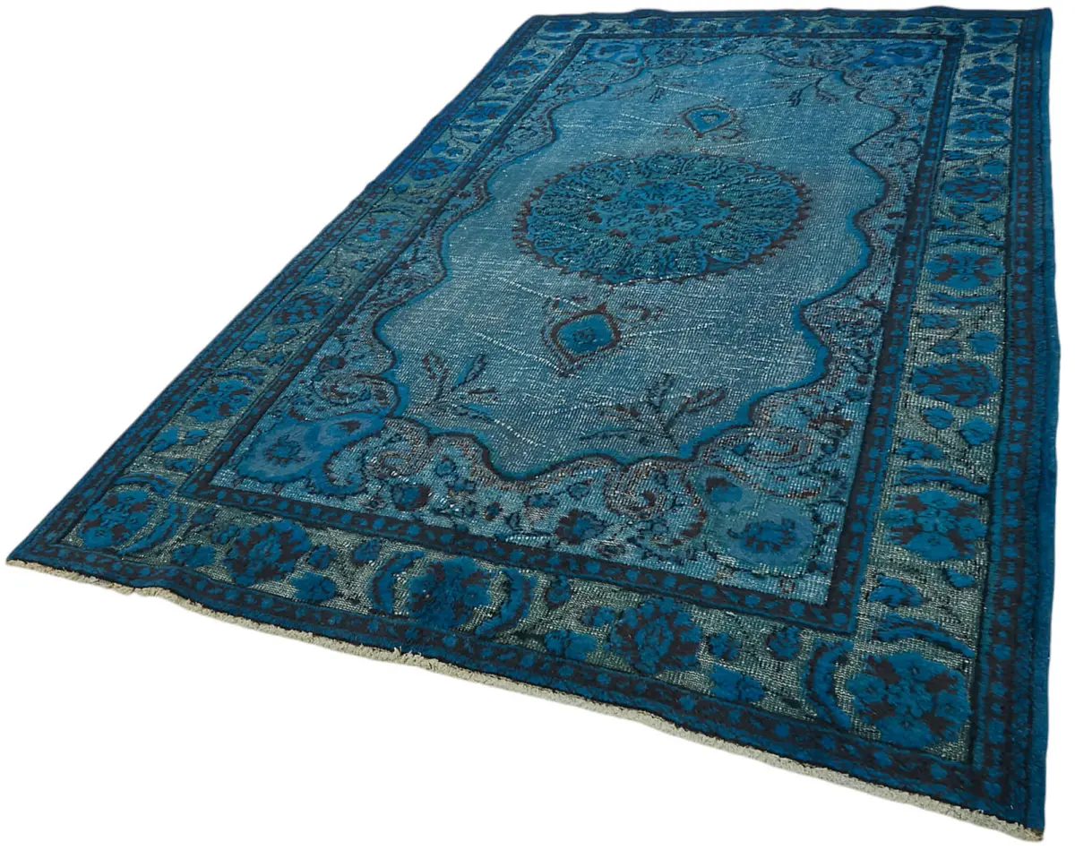 Oyma Mavi Pamuk Üzerine Yün El Dokuma Kilim-188x304 - Görsel 3