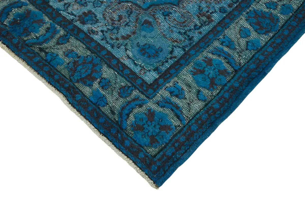 Oyma Mavi Pamuk Üzerine Yün El Dokuma Kilim-188x304 - Görsel 4