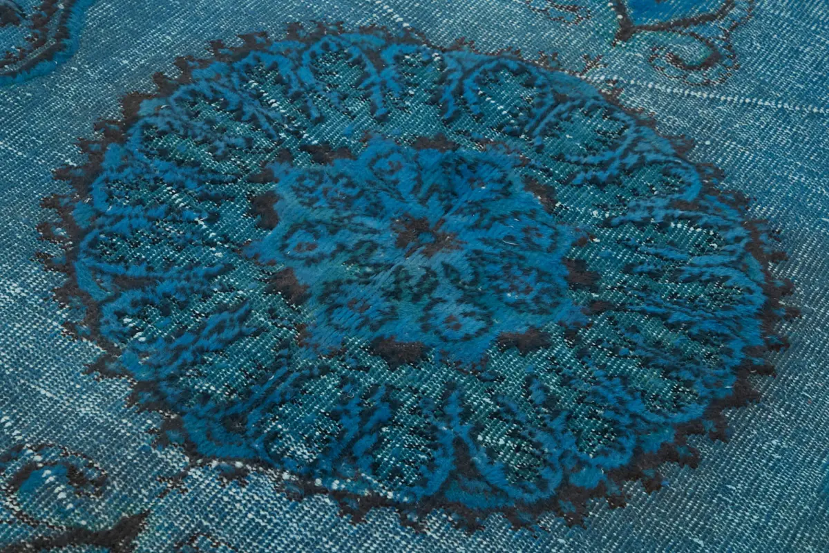 Oyma Mavi Pamuk Üzerine Yün El Dokuma Kilim-188x304 - Görsel 5