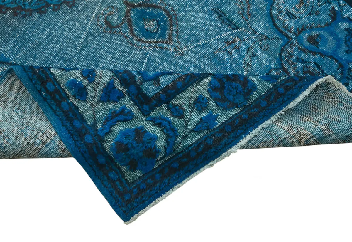 Oyma Mavi Pamuk Üzerine Yün El Dokuma Kilim-188x304 - Görsel 6