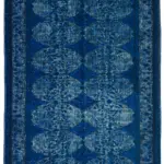 Oyma Mavi Pamuk Üzerine Yün El Dokuma Kilim-175x271