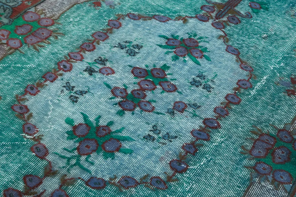 Oyma Mavi Pamuk Üzerine Yün El Dokuma Kilim-181x300 - Görsel 5