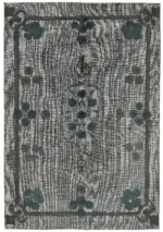 Oyma Gri Pamuk Üzerine Yün El Dokuma Kilim-205x295