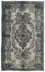 Oyma Gri Pamuk Üzerine Yün El Dokuma Kilim-172x281