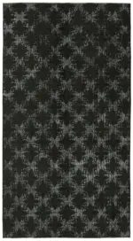 Oyma Siyah Pamuk Üzerine Yün El Dokuma Kilim-177x323