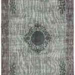 Oyma Gri Pamuk Üzerine Yün El Dokuma Kilim-207x293