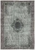 Oyma Gri Pamuk Üzerine Yün El Dokuma Kilim-207x293