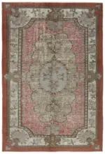 Oyma Gri Pamuk Üzerine Yün El Dokuma Kilim-206x304