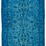 Oyma Mavi Pamuk Üzerine Yün El Dokuma Kilim-175x266