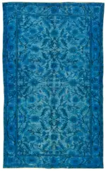 Oyma Mavi Pamuk Üzerine Yün El Dokuma Kilim-175x266