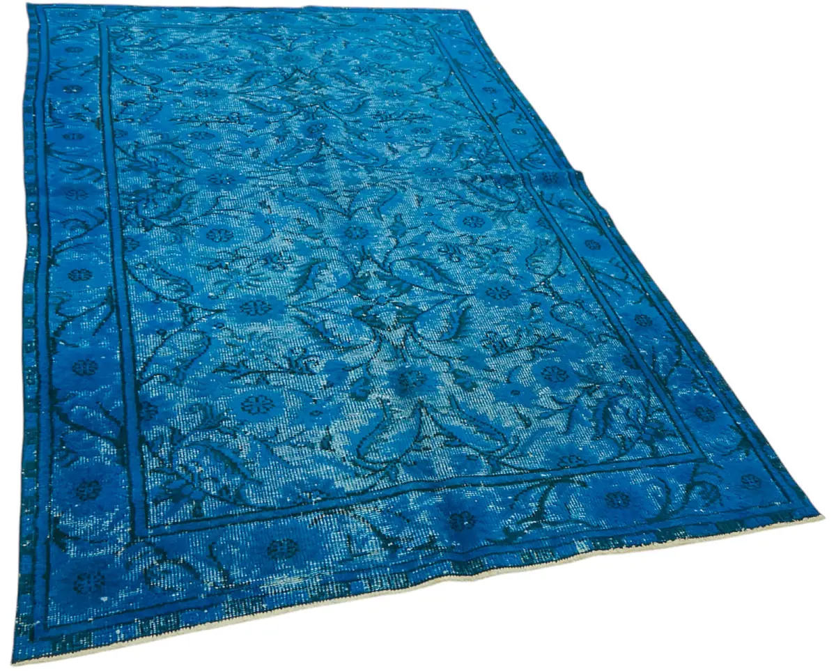 Oyma Mavi Pamuk Üzerine Yün El Dokuma Kilim-175x266 - Görsel 2