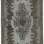 Oyma Gri Pamuk Üzerine Yün El Dokuma Kilim-172x272