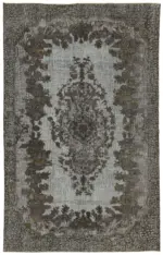 Oyma Gri Pamuk Üzerine Yün El Dokuma Kilim-172x272