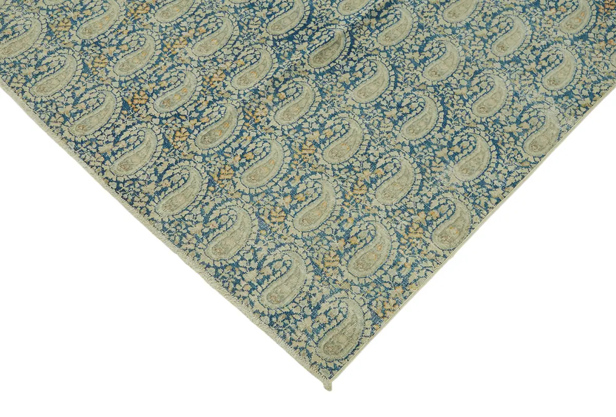 Dubai Eskitme Bej Pamuk Üstü Yün El Dokuma Halı-204x286 - Görsel 4