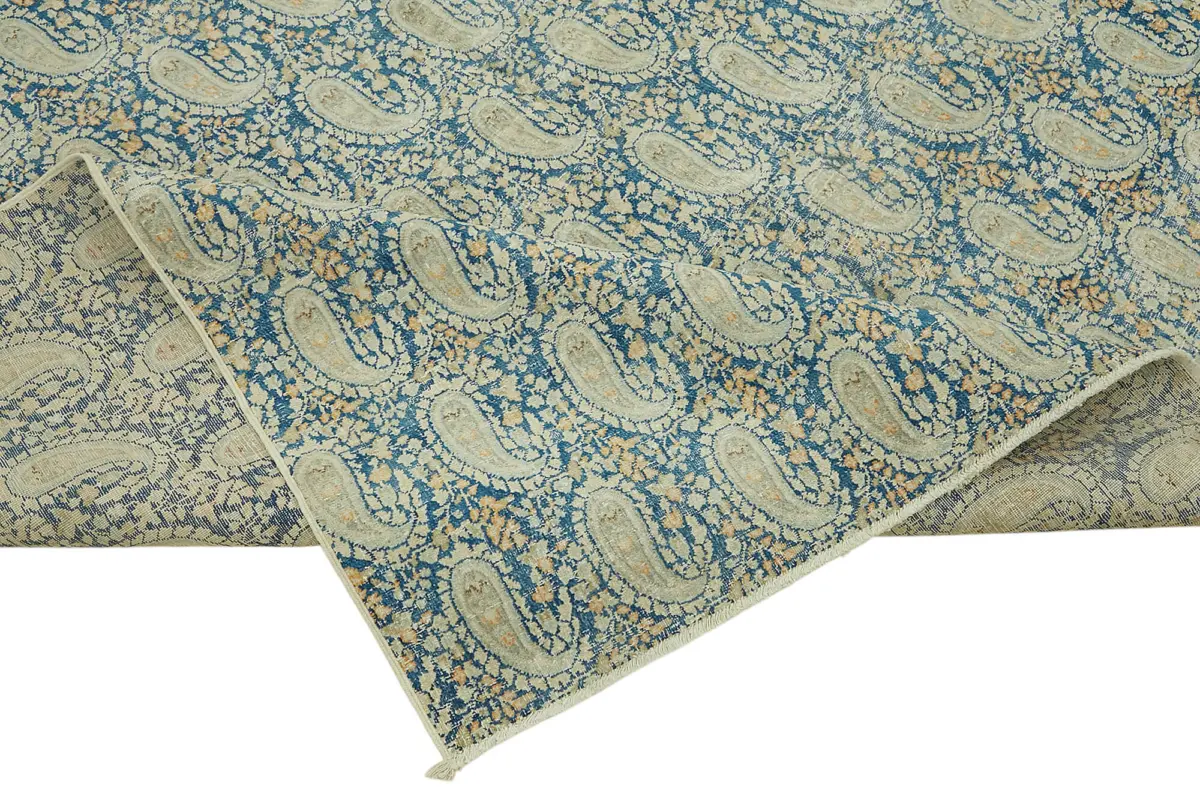 Dubai Eskitme Bej Pamuk Üstü Yün El Dokuma Halı-204x286 - Görsel 6