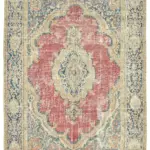 Dubai Eskitme Bej Pamuk Üstü Yün El Dokuma Halı-237x341