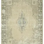 Dubai Eskitme Bej Pamuk Üstü Yün El Dokuma Halı-294x420