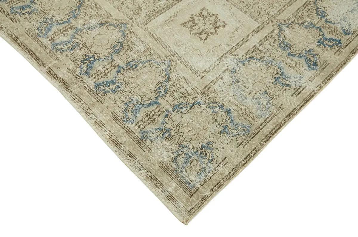 Dubai Eskitme Bej Pamuk Üstü Yün El Dokuma Halı-294x420 - Görsel 4