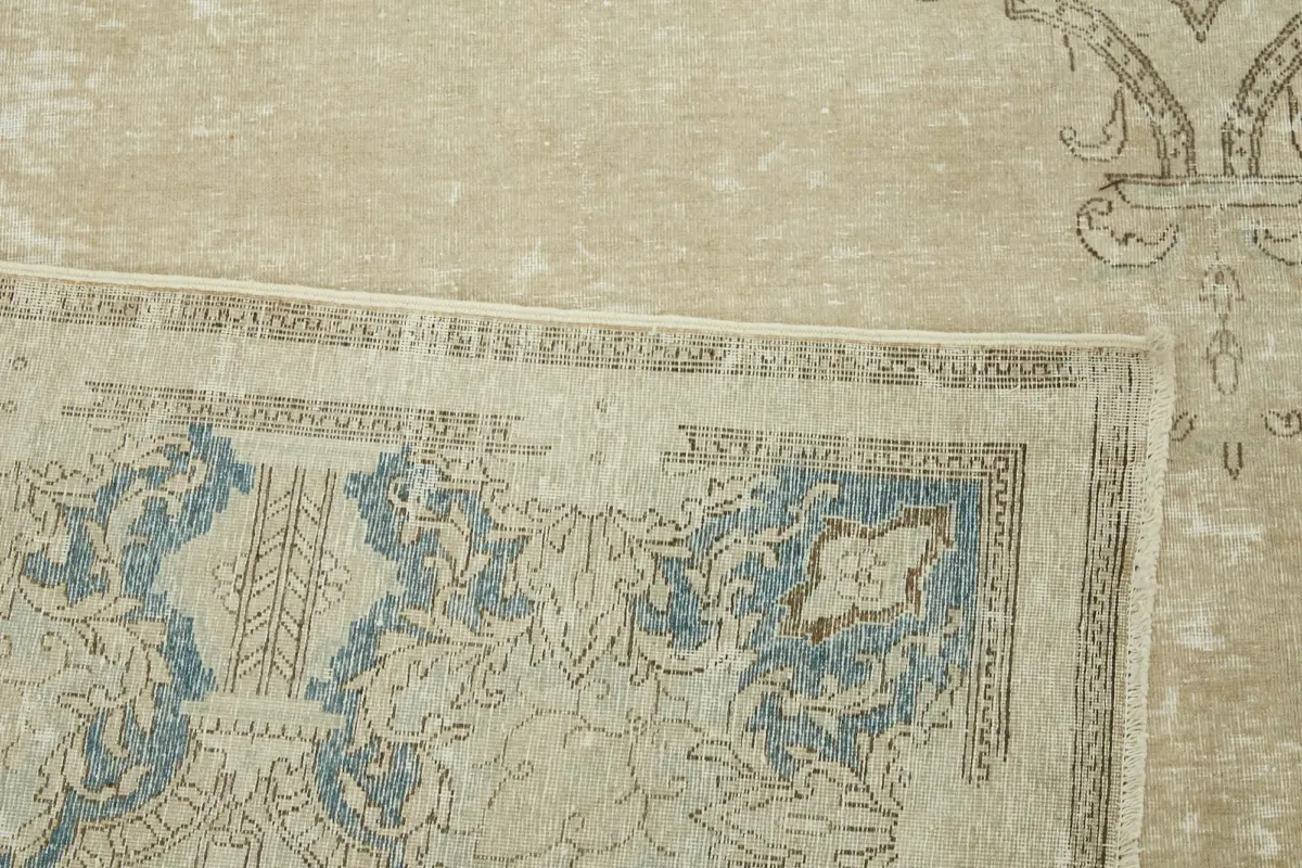 Dubai Eskitme Bej Pamuk Üstü Yün El Dokuma Halı-294x420 - Görsel 7