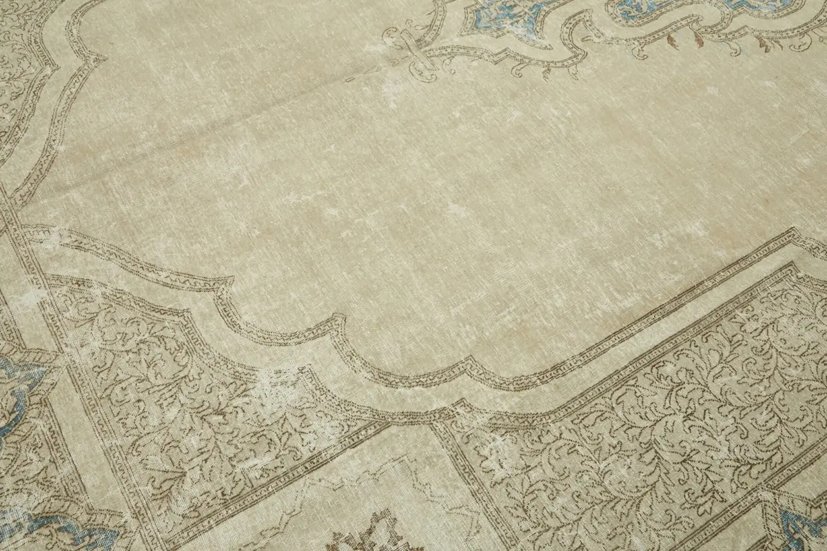 Dubai Eskitme Bej Pamuk Üstü Yün El Dokuma Halı-294x420 - Görsel 9