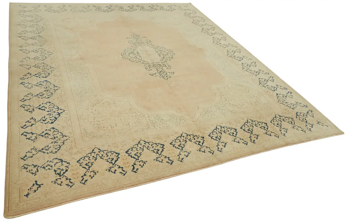 Dubai Eskitme Bej Pamuk Üstü Yün El Dokuma Halı-251x318 - Görsel 2