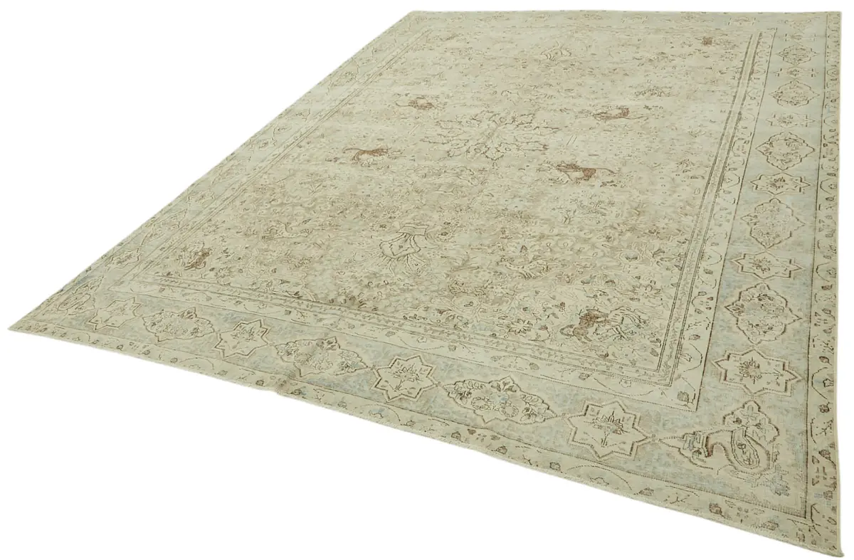 Dubai Eskitme Bej Pamuk Üstü Yün El Dokuma Halı-280x378 - Görsel 3