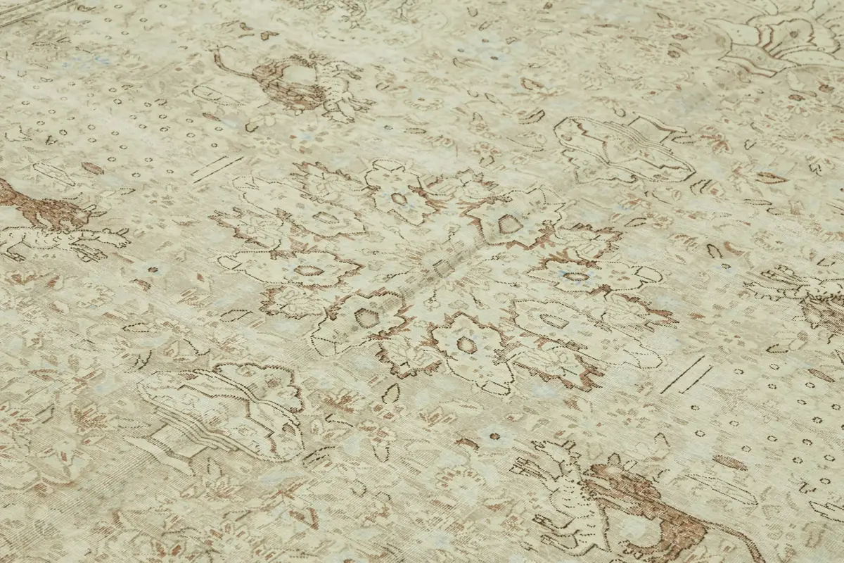 Dubai Eskitme Bej Pamuk Üstü Yün El Dokuma Halı-280x378 - Görsel 5