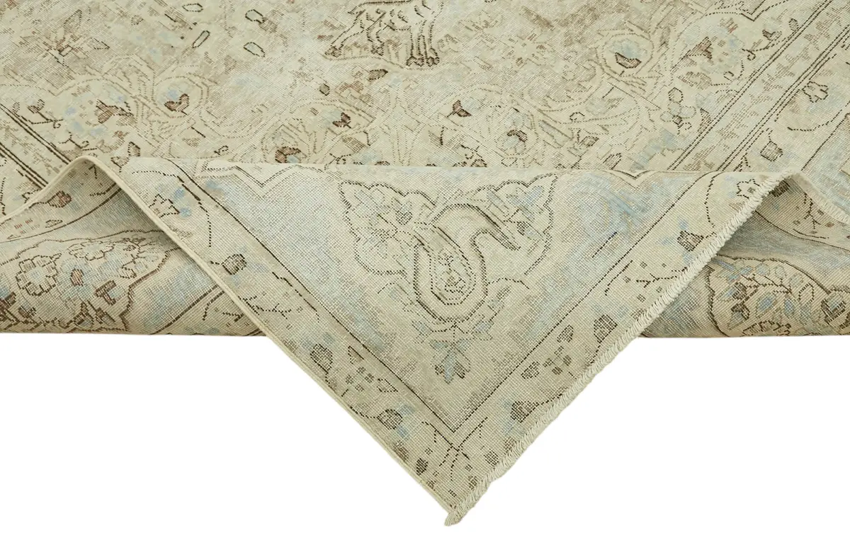 Dubai Eskitme Bej Pamuk Üstü Yün El Dokuma Halı-280x378 - Görsel 6