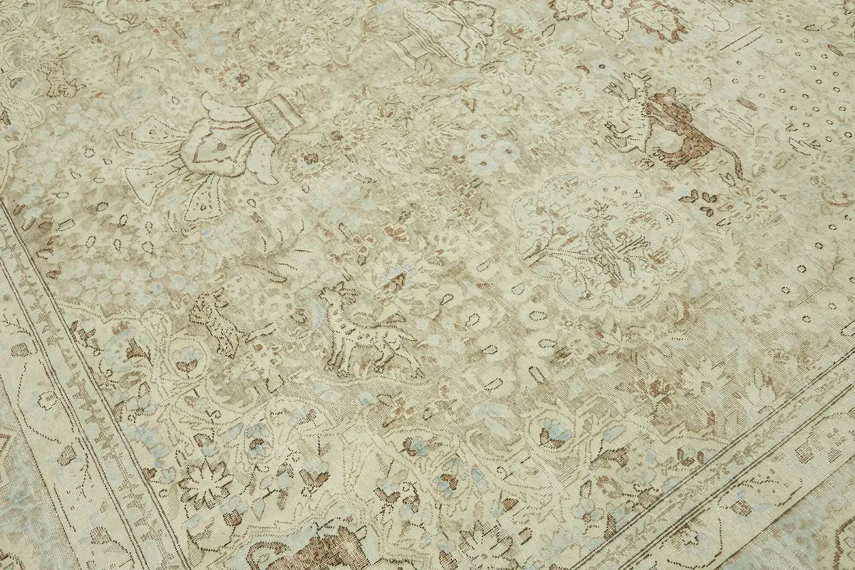 Dubai Eskitme Bej Pamuk Üstü Yün El Dokuma Halı-280x378 - Görsel 9