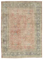 Dubai Eskitme Bej Pamuk Üstü Yün El Dokuma Halı-260x355