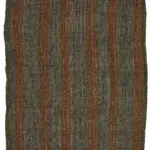 Kıl Çizgili Kahverengi Keçi Kılı İpliğinden El Dokuma Kilim-185x235