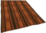Kıl Çizgili Kahverengi Keçi Kılı İpliğinden El Dokuma Kilim-176x244 - Görsel 2