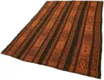 Kıl Çizgili Kahverengi Keçi Kılı İpliğinden El Dokuma Kilim-176x244 - Görsel 3