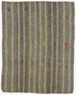 Kıl Çizgili Gri Keçi Kılı İpliğinden El Dokuma Kilim-185x237